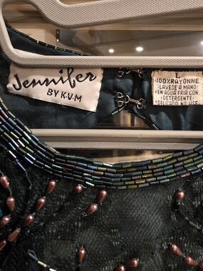 Jennifer by K.V.M. Beaded Black Evening Top